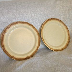 Two Mikasa Japan Stoneware - Whole Wheat E8000 - 12 1/2” Round Serving Platter